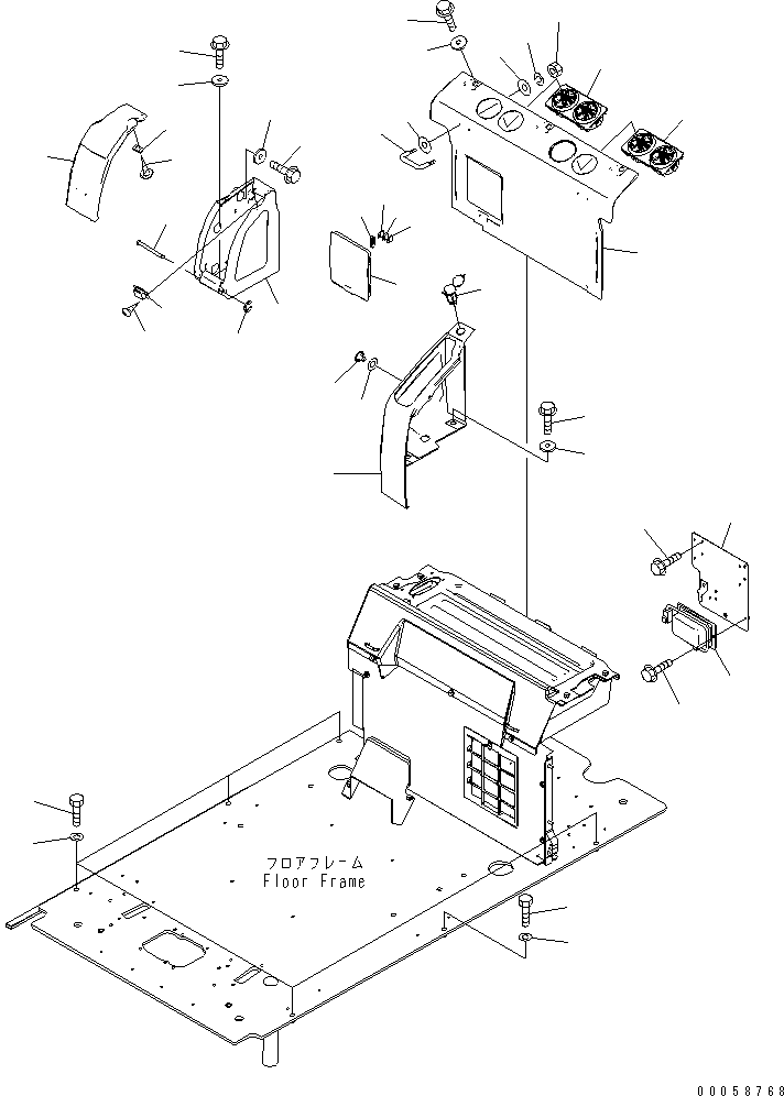 Komatsu parts book diagram for PC450LCHD-8 S/N K50001-UP: OPERATORґS CAB (CAB IN PARTS) (REAR COVER) (WITH 12V CONVERTER)