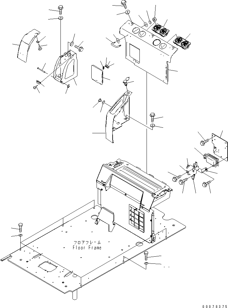 Komatsu parts book diagram for PC450LCHD-8 S/N K50001-UP: OPERATORґS CAB (CAB IN PARTS) (REAR COVER) (WITH 12V CONVERTER) (DEMOLITION SPEC.)