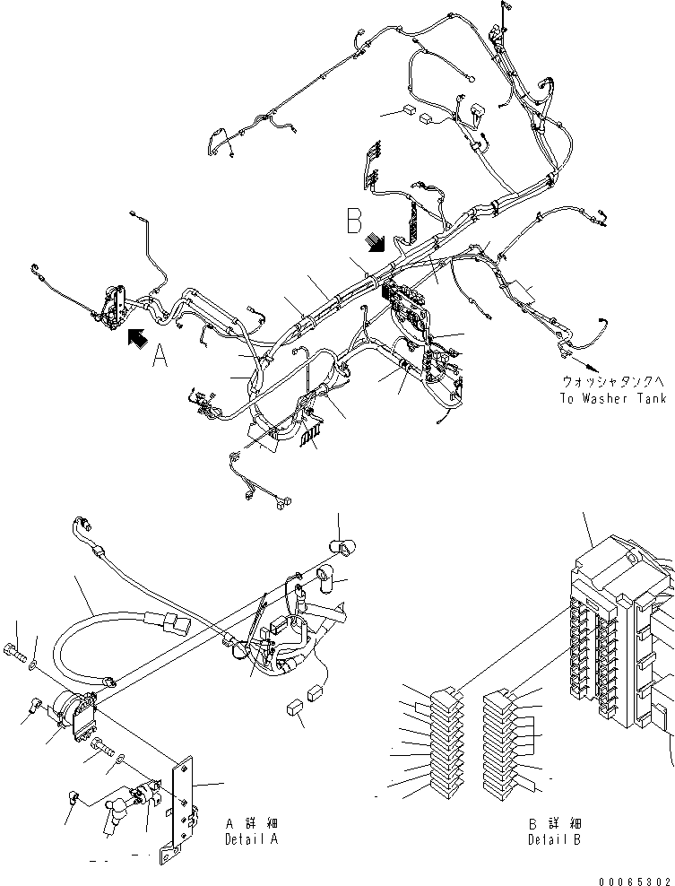 Komatsu parts book diagram for PC450LCHD-8 S/N K50001-UP: OPERATORґS CAB (FLOOR) (HARNESS) (WITH ROOF WIPER) (DEMOLITION SPEC.) (#K50001-K50188)