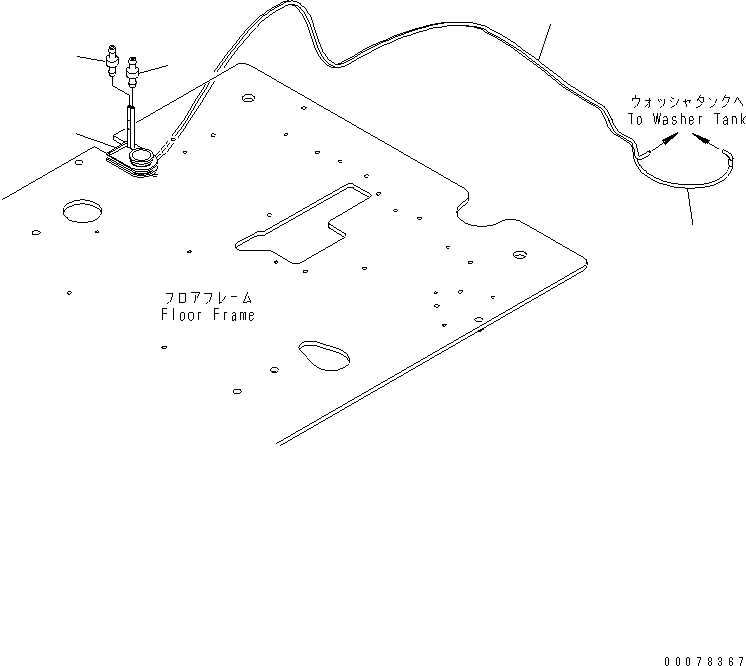 Komatsu parts book diagram for PC450LCHD-8 S/N K50001-UP: OPERATORґS CAB (FLOOR) (WINDOW WASHER HOSE) (WITH ROOF WIPER) (DEMOLITION SPEC.)