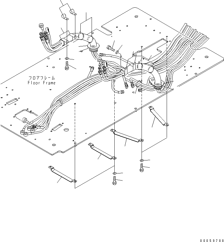 Komatsu parts book diagram for PC450LCHD-8 S/N K50001-UP: OPERATORґS CAB (FLOOR) (P.P.C. HOSE CLAMP)