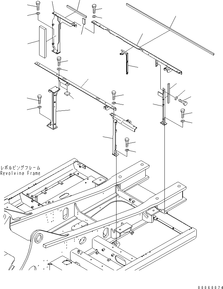 Komatsu parts book diagram for PC450LCHD-8 S/N K50001-UP: FRAME (MACHINE CAB) (#K50001-K50349)