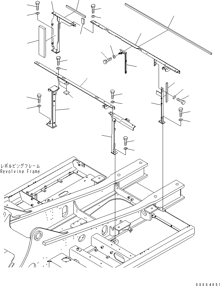 Komatsu parts book diagram for PC450LCHD-8 S/N K50001-UP: FRAME (MACHINE CAB) (#K50350-)