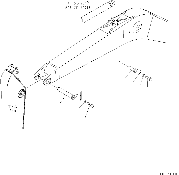Komatsu parts book diagram for PC450LCHD-8 S/N K50001-UP: BOOM (TOP PIN AND BOTTOM PIN) (#K50350-)