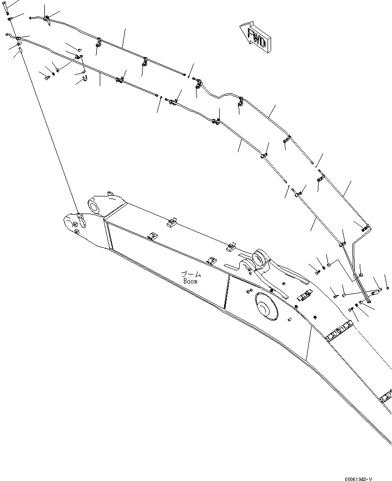 Komatsu parts book diagram for PC450LCHD-8 S/N K50001-UP: BOOM (6.7M) (QUICK COUPLER LINE) (#K50001-K50046)