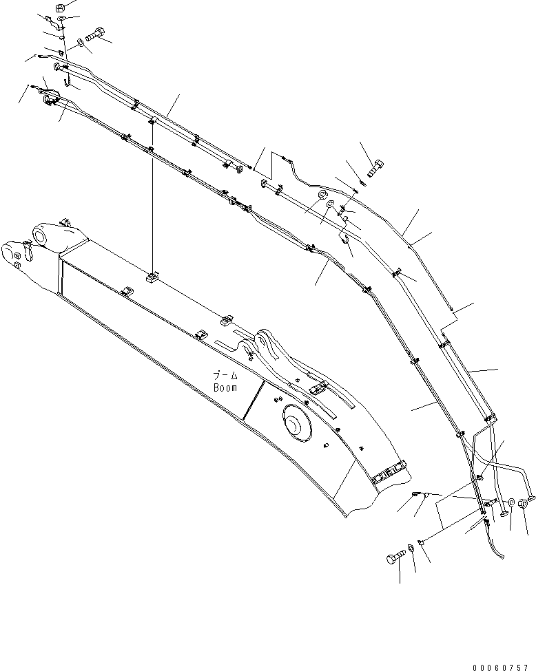 Komatsu parts book diagram for PC450LCHD-8 S/N K50001-UP: BOOM (7.0M) (QUICK COUPLER LINE)