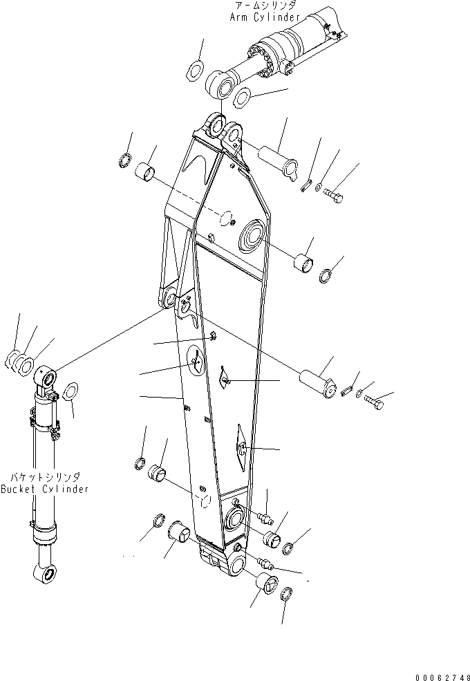 Komatsu parts book diagram for PC450LCHD-8 S/N K50001-UP: ARM (3.4M ARM) (1 ATTACHMENT)