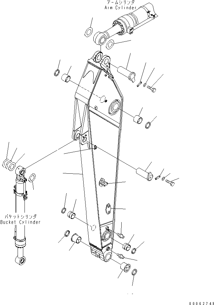 Komatsu parts book diagram for PC450LCHD-8 S/N K50001-UP: ARM (3.4M ARM) (2 ATTACHMENT)