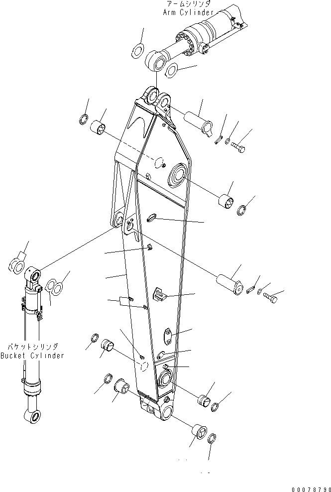 Komatsu parts book diagram for PC450LCHD-8 S/N K50001-UP: ARM (3.4M ARM) (2 ATTACHMENT) (#K50350-)