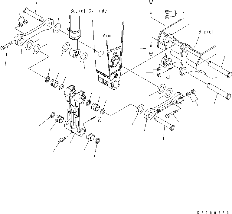Komatsu parts book diagram for PC450LCHD-8 S/N K50001-UP: ARM (BUCKET LINK) (FOR 2.9M AND 3.4M ARM) (LC DEMO) (#K50538-)