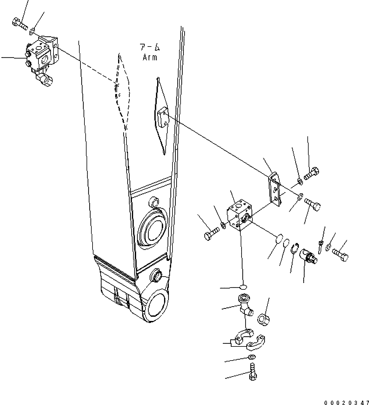 Komatsu parts book diagram for PC450LCHD-8 S/N K50001-UP: ARM (1 ATTACHMENT PIPING) (ATTACHMENT VALVE) (FOR 3.4M ARM)