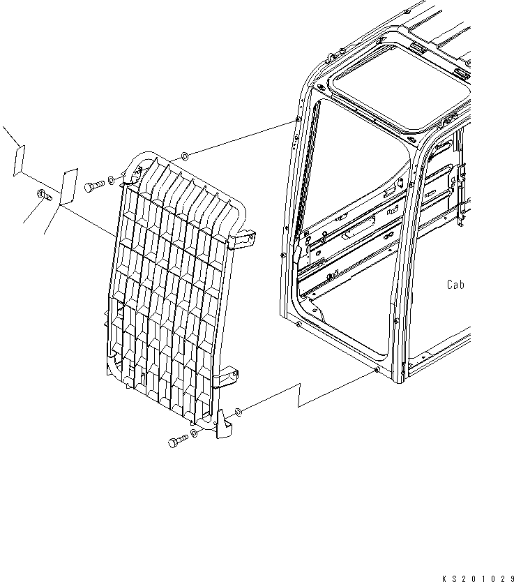 Komatsu parts book diagram for PC450LCHD-8 S/N K50001-UP: CAUTION PLATE (FRONT GUARD) (ENGLISH)