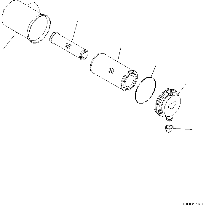Komatsu parts book diagram for PC450LCHD-8 S/N K50001-UP: AIR CLEANER (INNER PARTS)
