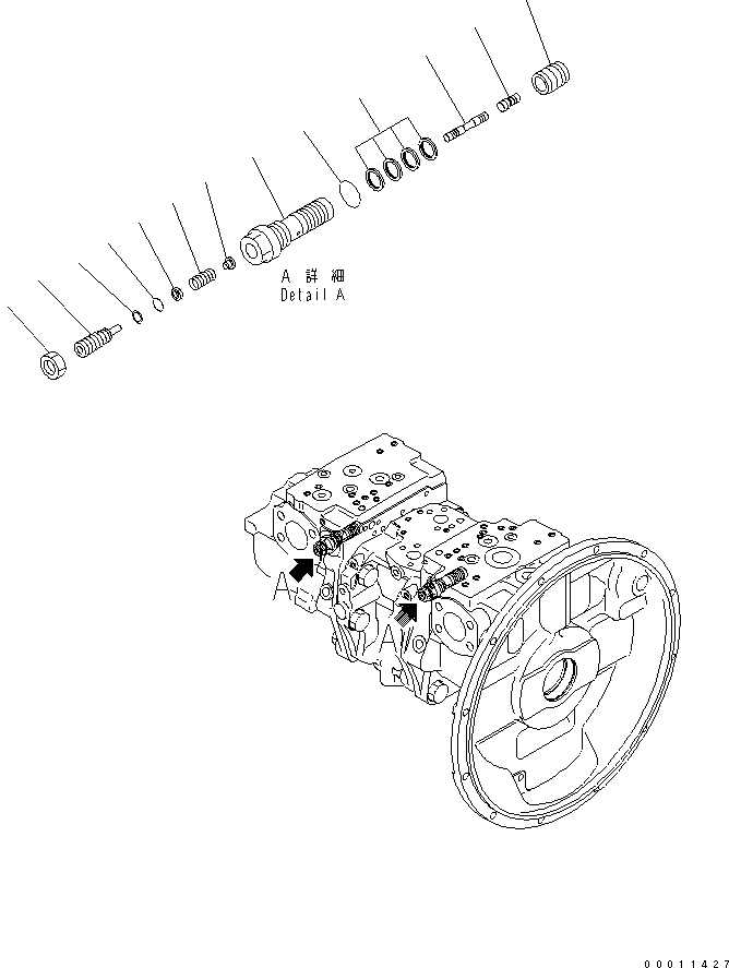 Komatsu parts book diagram for PC450LCHD-8 S/N K50001-UP: MAIN PUMP (10/11) (#K50001-K50483)