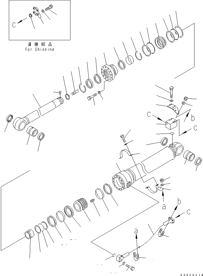 Komatsu parts book diagram for PC450LCHD-8 S/N K50001-UP: ARM CYLINDER (EXCEPT 2.4M ARM)