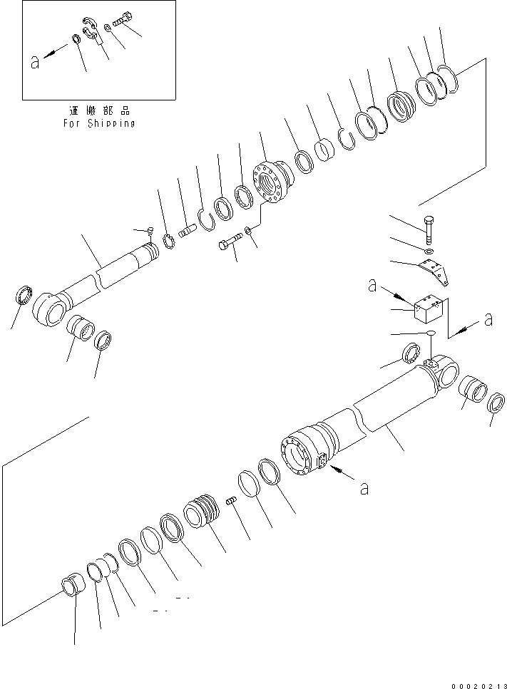 Komatsu parts book diagram for PC450LCHD-8 S/N K50001-UP: ARM CYLINDER (FOR BURST VALVE) (EXCEPT 2.4M ARM)