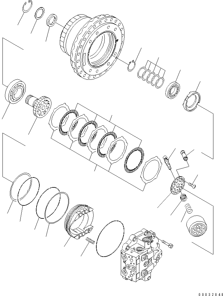 Komatsu parts book diagram for PC450LCHD-8 S/N K50001-UP: TRAVEL MOTOR (2/3)