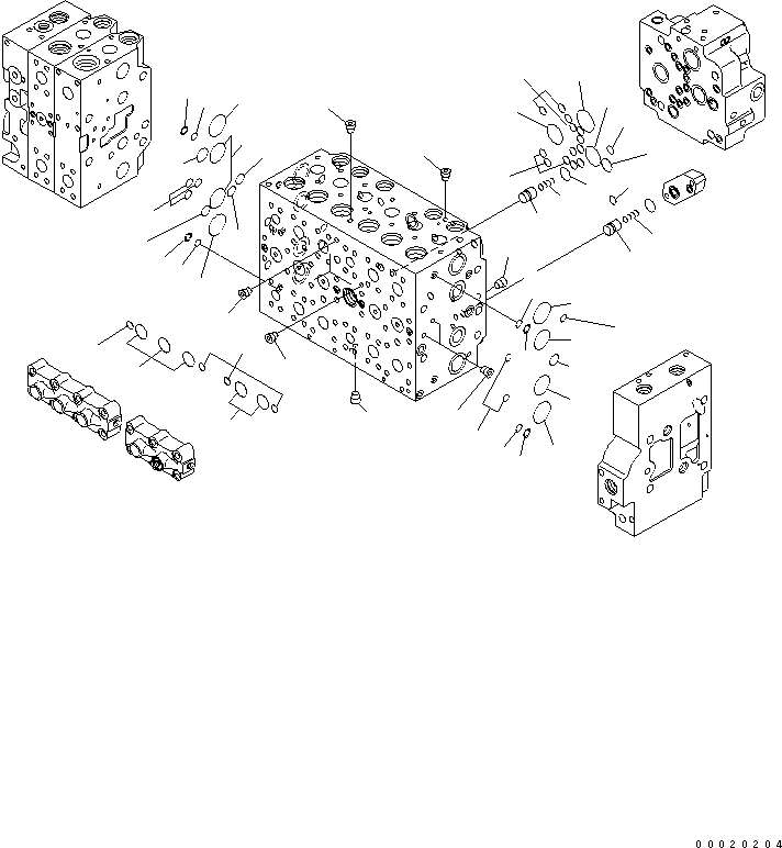 Komatsu parts book diagram for PC450LCHD-8 S/N K50001-UP: MAIN VALVE (1-ACTUATOR) (4/22) (#K50500-)