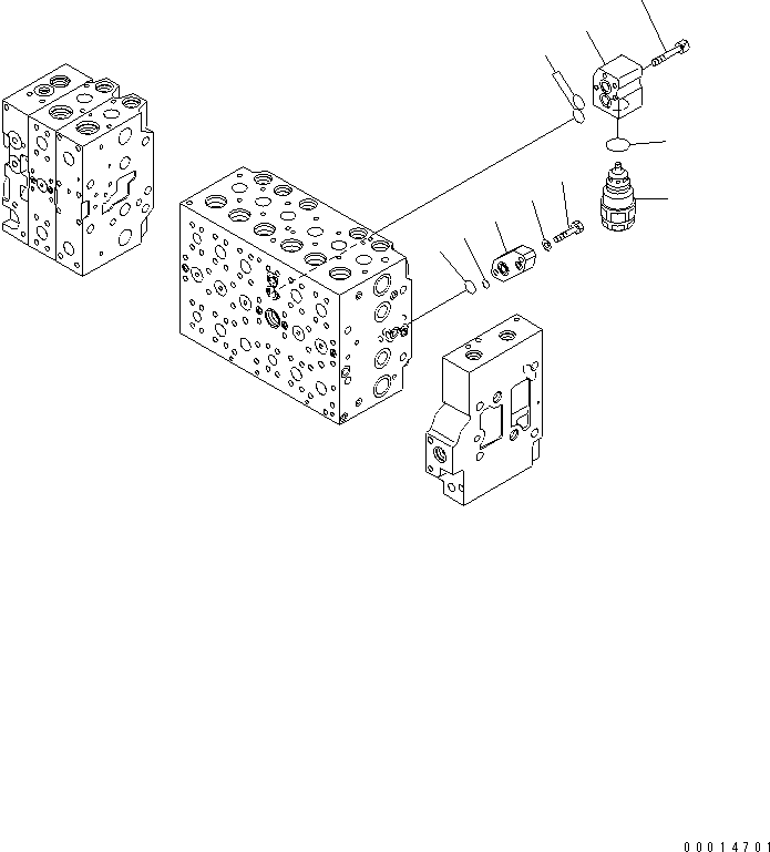 Komatsu parts book diagram for PC450LCHD-8 S/N K50001-UP: MAIN VALVE (1-ACTUATOR) (6/22) (#K50500-)