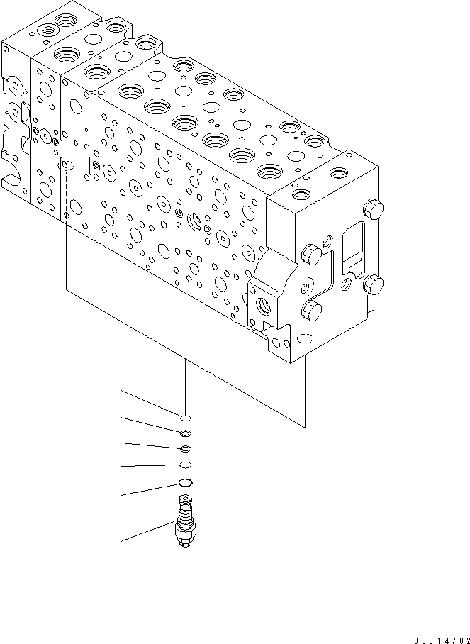 Komatsu parts book diagram for PC450LCHD-8 S/N K50001-UP: MAIN VALVE (1-ACTUATOR) (8/22) (#K50001-K50499)