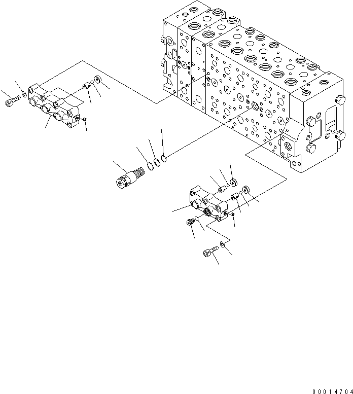 Komatsu parts book diagram for PC450LCHD-8 S/N K50001-UP: MAIN VALVE (1-ACTUATOR) (10/22) (#K50001-K50499)