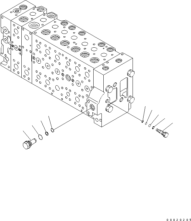 Komatsu parts book diagram for PC450LCHD-8 S/N K50001-UP: MAIN VALVE (1-ACTUATOR) (11/22) (#K50500-)