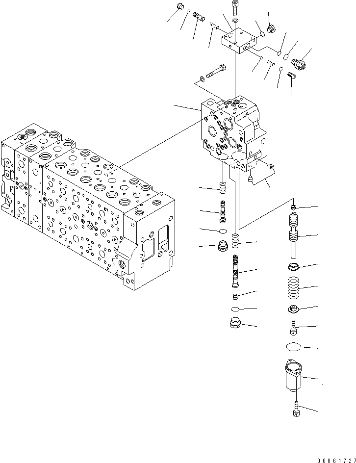 Komatsu parts book diagram for PC450LCHD-8 S/N K50001-UP: MAIN VALVE (1-ACTUATOR) (13/22) (#K50500-)