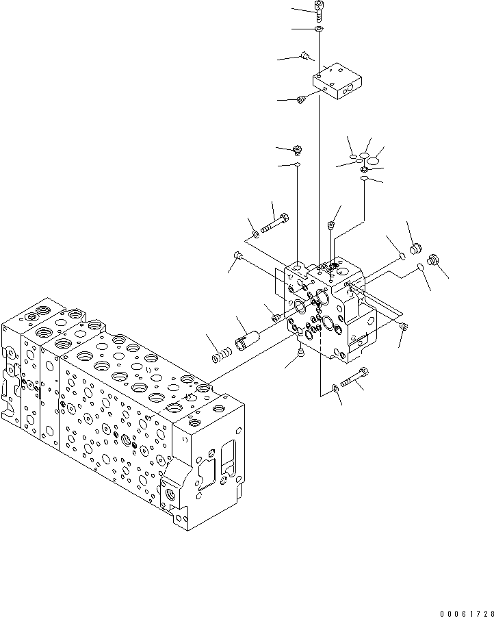 Komatsu parts book diagram for PC450LCHD-8 S/N K50001-UP: MAIN VALVE (1-ACTUATOR) (14/22) (#K50500-)
