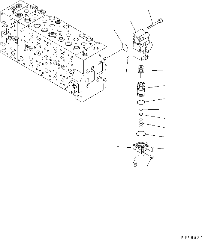 Komatsu parts book diagram for PC450LCHD-8 S/N K50001-UP: MAIN VALVE (1-ACTUATOR) (15/22) (#K50500-)