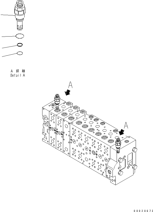 Komatsu parts book diagram for PC450LCHD-8 S/N K50001-UP: MAIN VALVE (2-ACTUATOR) (9/25) (#K50001-K50499)