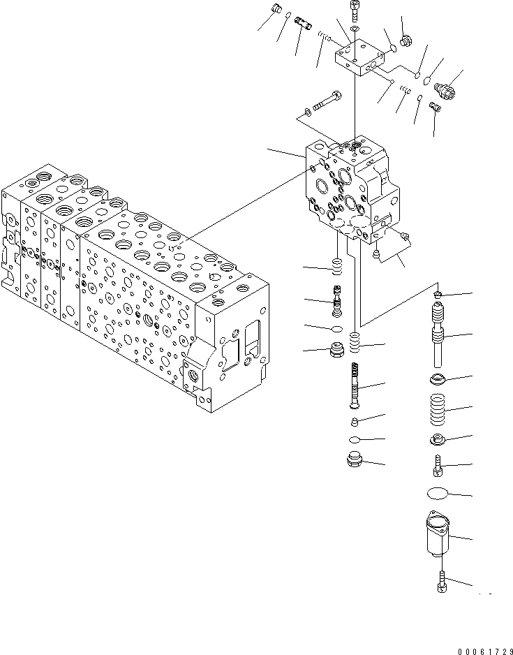 Komatsu parts book diagram for PC450LCHD-8 S/N K50001-UP: MAIN VALVE (2-ACTUATOR) (13/25) (#K50500-)