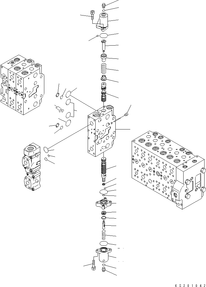 Komatsu parts book diagram for PC450LCHD-8 S/N K50001-UP: MAIN VALVE (2-ACTUATOR) (17/25) (#K50500-)