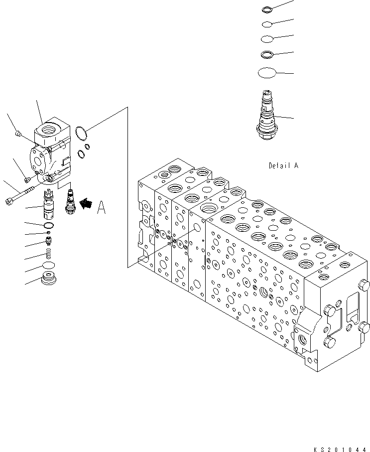 Komatsu parts book diagram for PC450LCHD-8 S/N K50001-UP: MAIN VALVE (2-ACTUATOR) (20/25) (#K50500-)