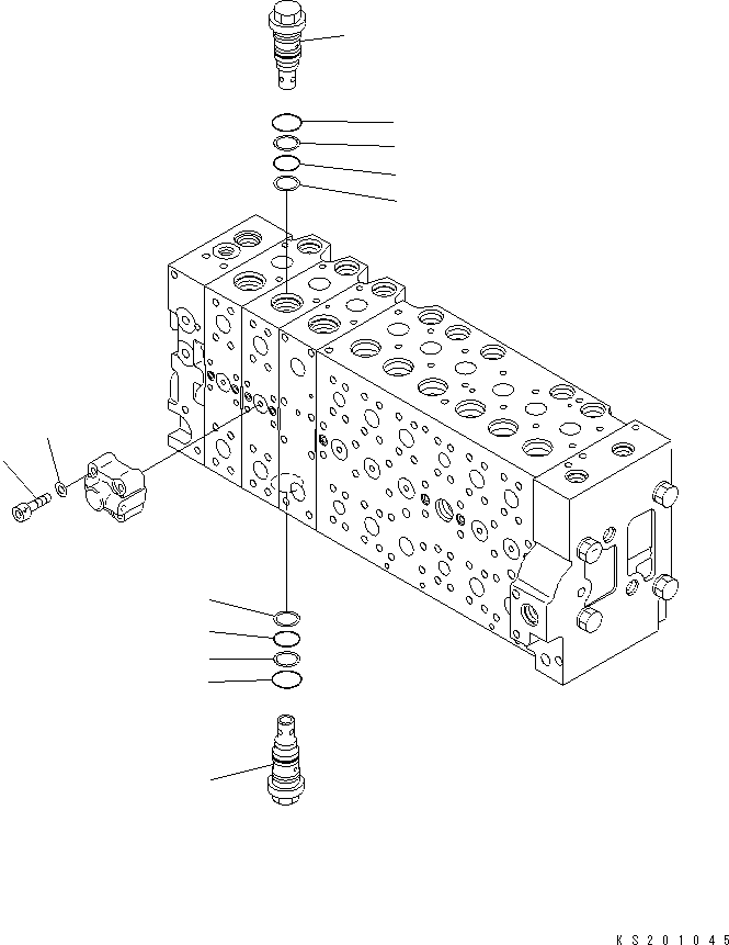 Komatsu parts book diagram for PC450LCHD-8 S/N K50001-UP: MAIN VALVE (2-ACTUATOR) (22/25) (#K50500-)