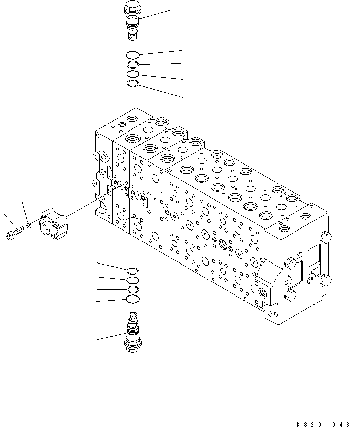Komatsu parts book diagram for PC450LCHD-8 S/N K50001-UP: MAIN VALVE (2-ACTUATOR) (24/25) (#K50500-)