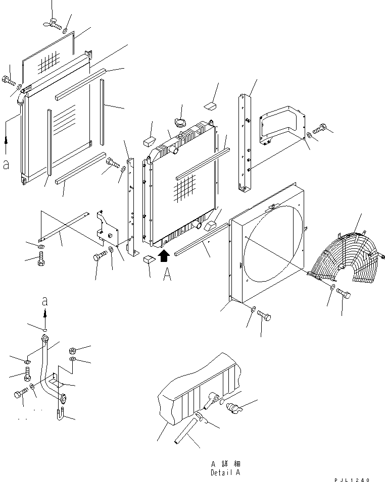 Komatsu parts book diagram for PC450LC-6Z S/N 10001-UP: COOLING (RADIATOR AND OIL COOLER) (AIR CONDITIONER LESS)(#12130-)