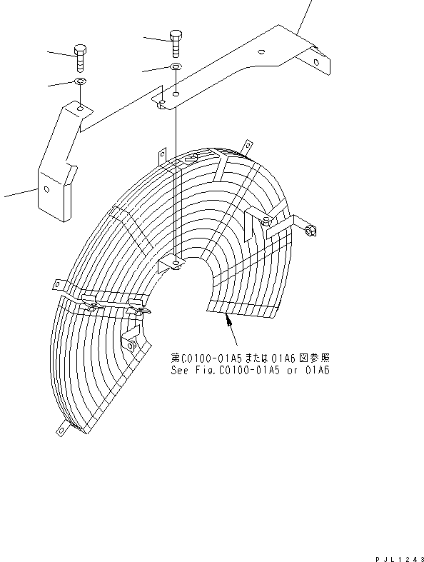 Komatsu parts book diagram for PC450LC-6Z S/N 10001-UP: FAN GUARD (AIR CONDITIONER LESS)(#12130-)