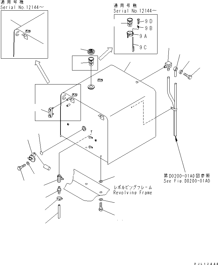 Komatsu parts book diagram for PC450LC-6Z S/N 10001-UP: FUEL TANK(#10001-12143)