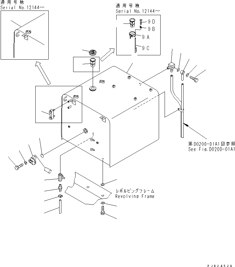 Komatsu parts book diagram for PC450LC-6Z S/N 10001-UP: FUEL TANK (WITH SELF SUPPLY PUMP)(#10001-12143)