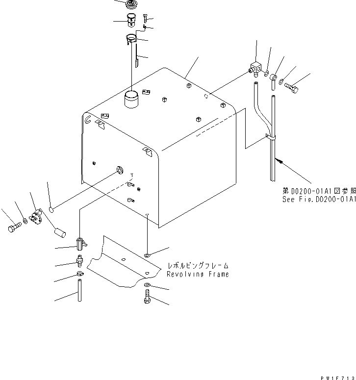 Komatsu parts book diagram for PC450LC-6Z S/N 10001-UP: FUEL TANK (WITH SELF SUPPLY PUMP)(#12144-)