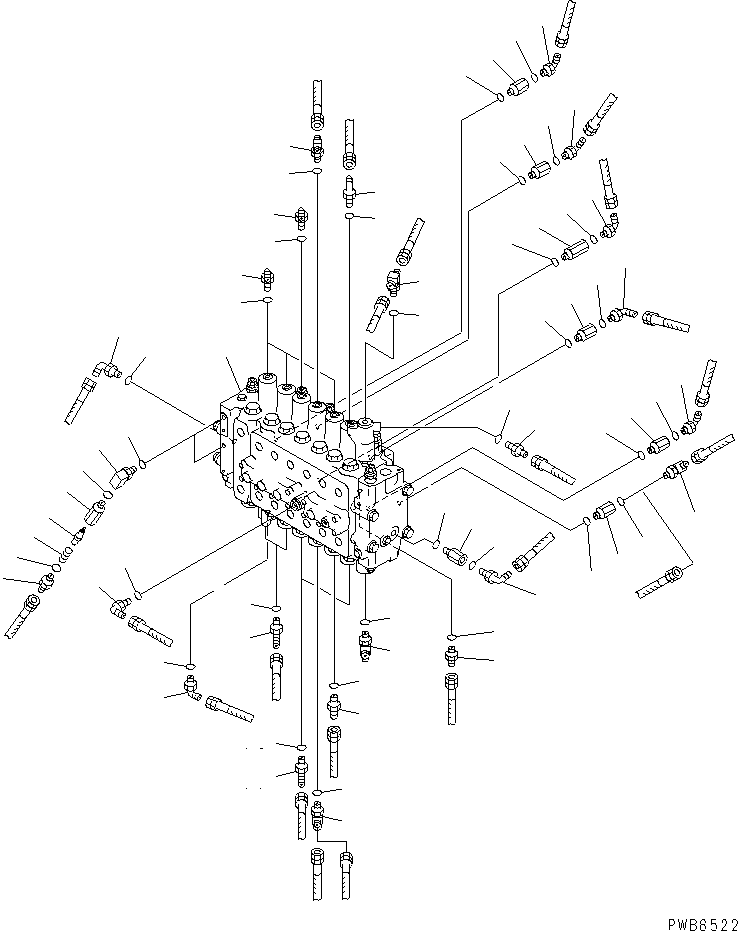 Komatsu parts book diagram for PC450LC-6Z S/N 10001-UP: MAIN VALVE (CONNECTING PARTS)(#12001-)