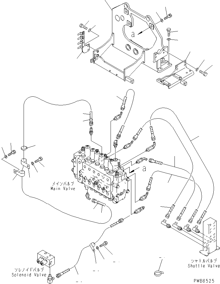 Komatsu parts book diagram for PC450LC-6Z S/N 10001-UP: MAIN VALVE (VALVE BRACKET)(#12001-)