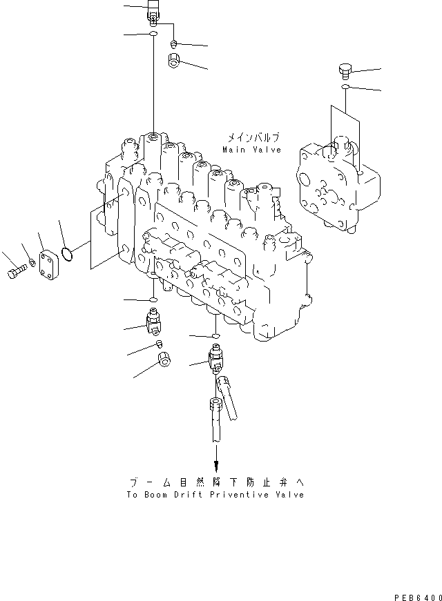 Komatsu parts book diagram for PC450LC-6Z S/N 10001-UP: MAIN VALVE (PLUG)(#10267-11999)