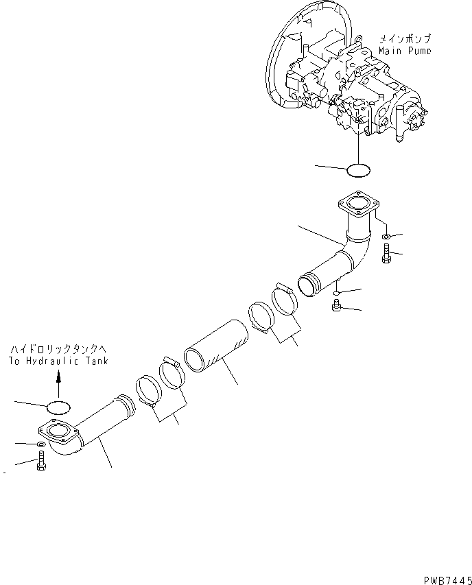 Komatsu parts book diagram for PC450LC-6Z S/N 10001-UP: SUCTION LINE(#12001-)
