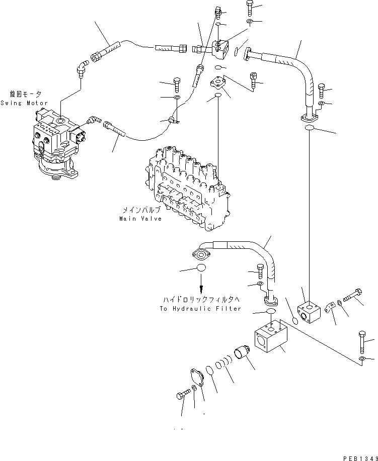 Komatsu parts book diagram for PC450LC-6Z S/N 10001-UP: RETURN LINES(#10001-11999)