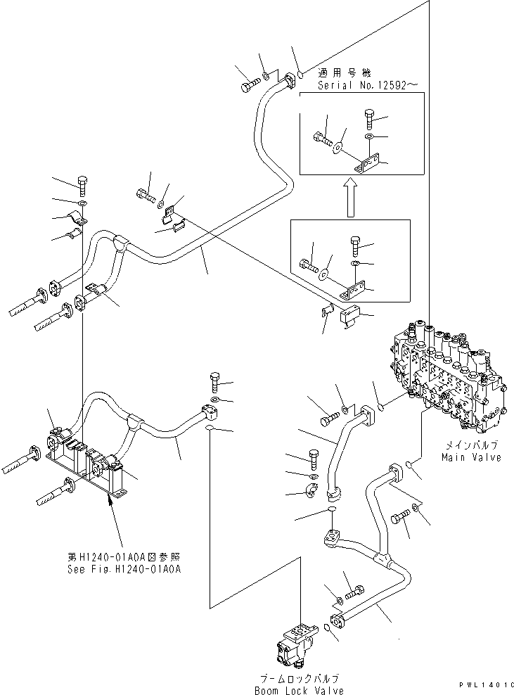 Komatsu parts book diagram for PC450LC-6Z S/N 10001-UP: BOOM LINE (VALVE BOOM LINE) (WITH DRIFT PRIVENTIVE)(#12144-)