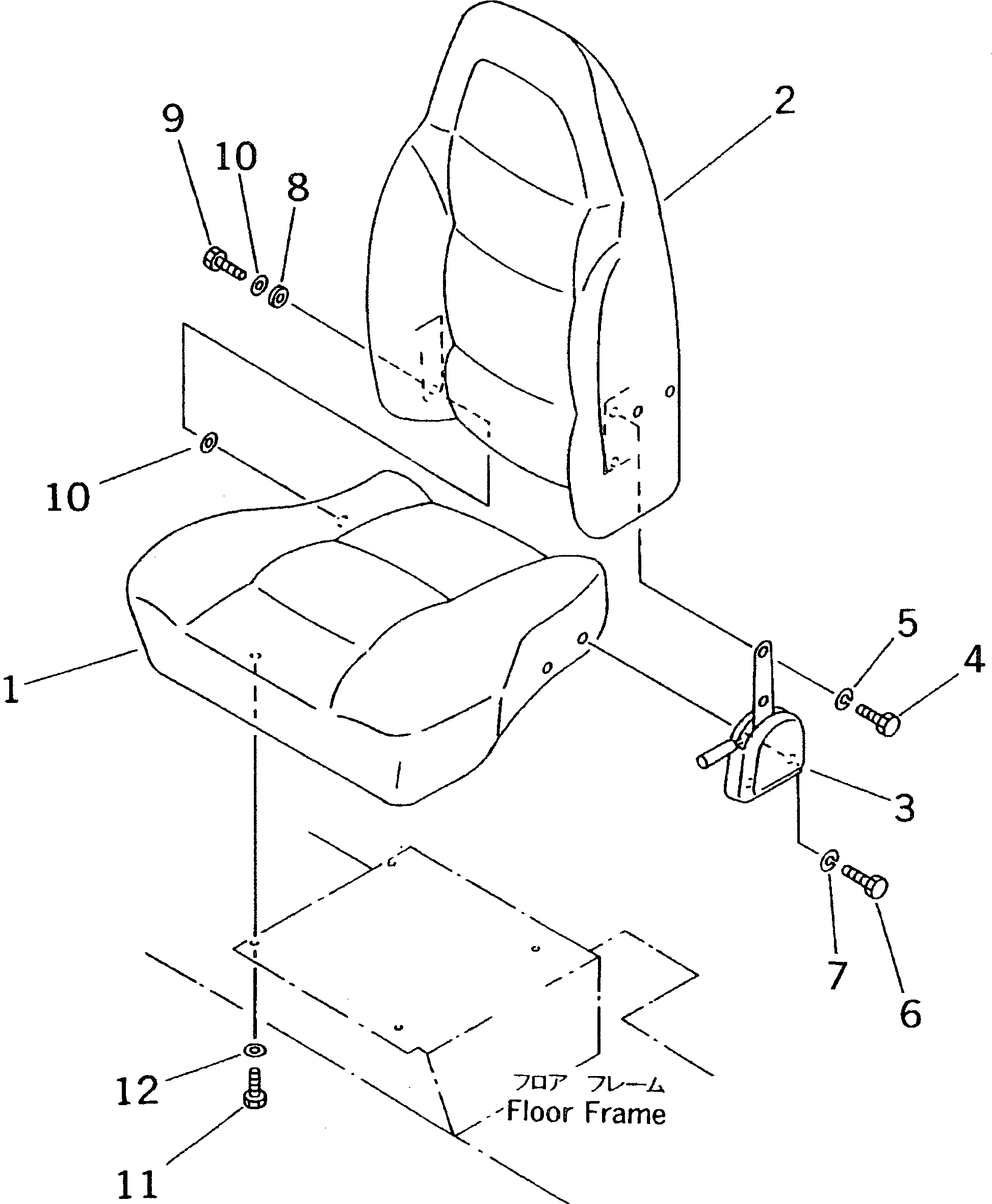Komatsu parts book diagram for PC450LC-6Z S/N 10001-UP: OPERATOR'S SEAT (TILT)(#10156-)