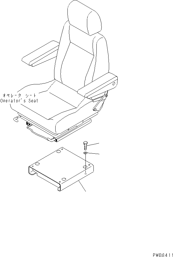 Komatsu parts book diagram for PC450LC-6Z S/N 10001-UP: OPERATOR'S SEAT STAND (RIGID TYPE)(#12001-12143)