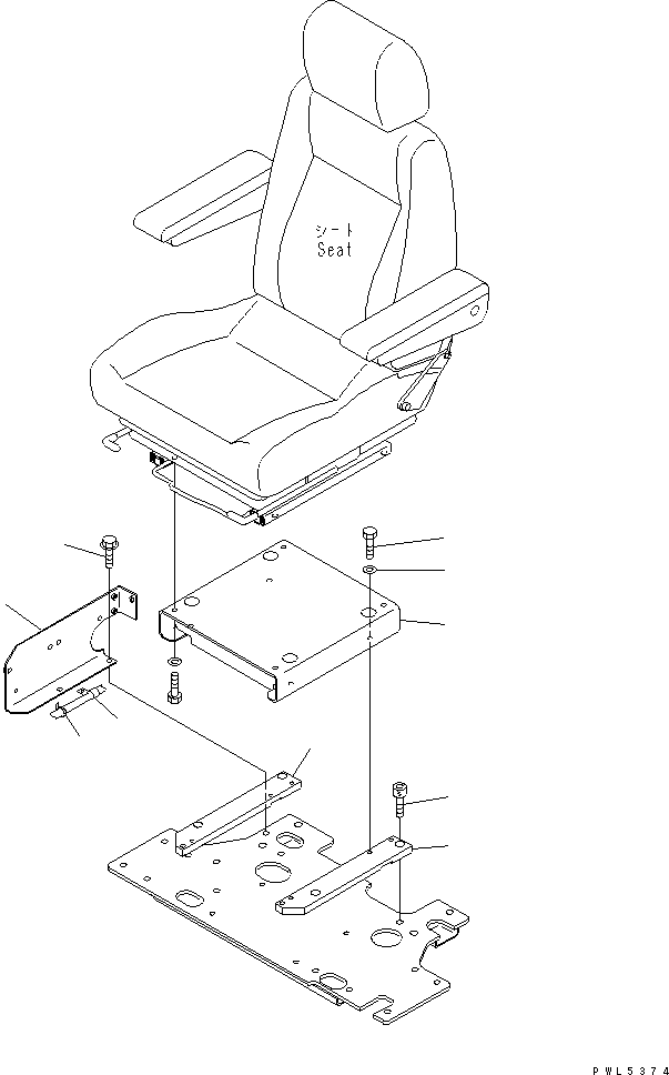 Komatsu parts book diagram for PC450LC-6Z S/N 10001-UP: OPERATOR'S SEAT STAND (RIGID AND FABRIC TYPE)(#12144-)