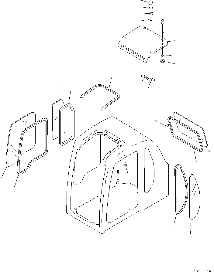 Komatsu parts book diagram for PC450LC-6Z S/N 10001-UP: OPERATOR'S CAB (WINDOW AND ROOF VENTILATOR)(#10156-)